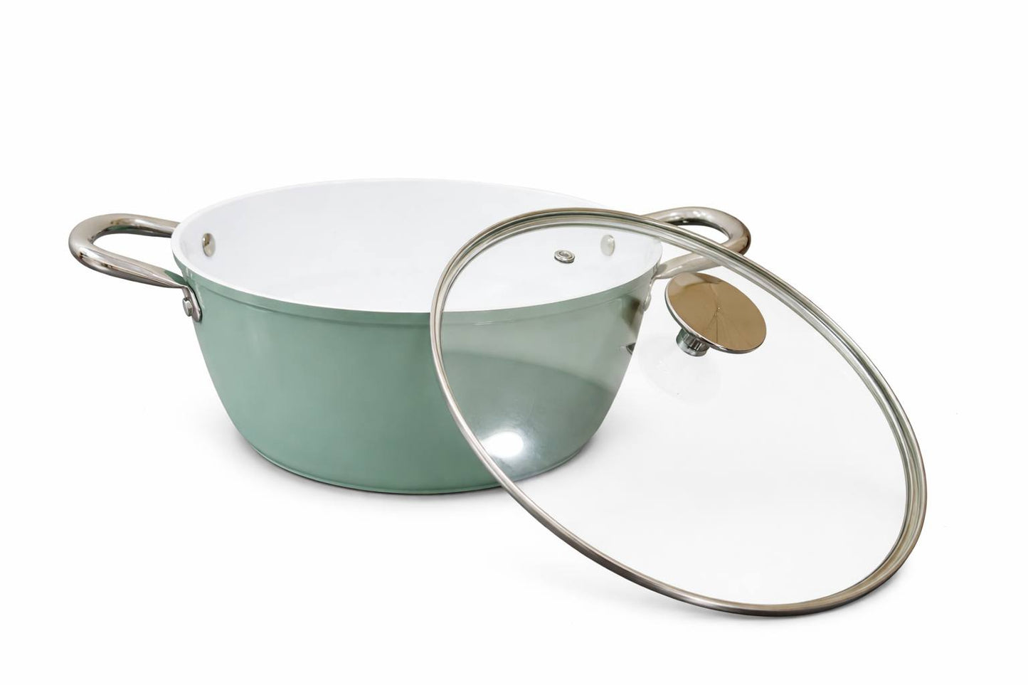 [EME25-0526] CASSEROLE W/GLASS LID - 26 قدر سيراميك كروف اخضر قياس 26 سم