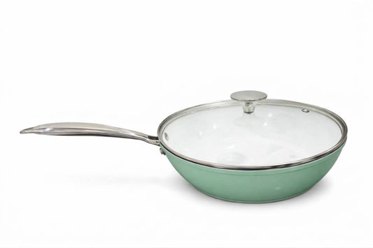 [EME25-0226L] DEEP FRY PAN 26 - مقلاة سيراميك كروف عميقة مع غطاء لون اخضر قياس 26 سم