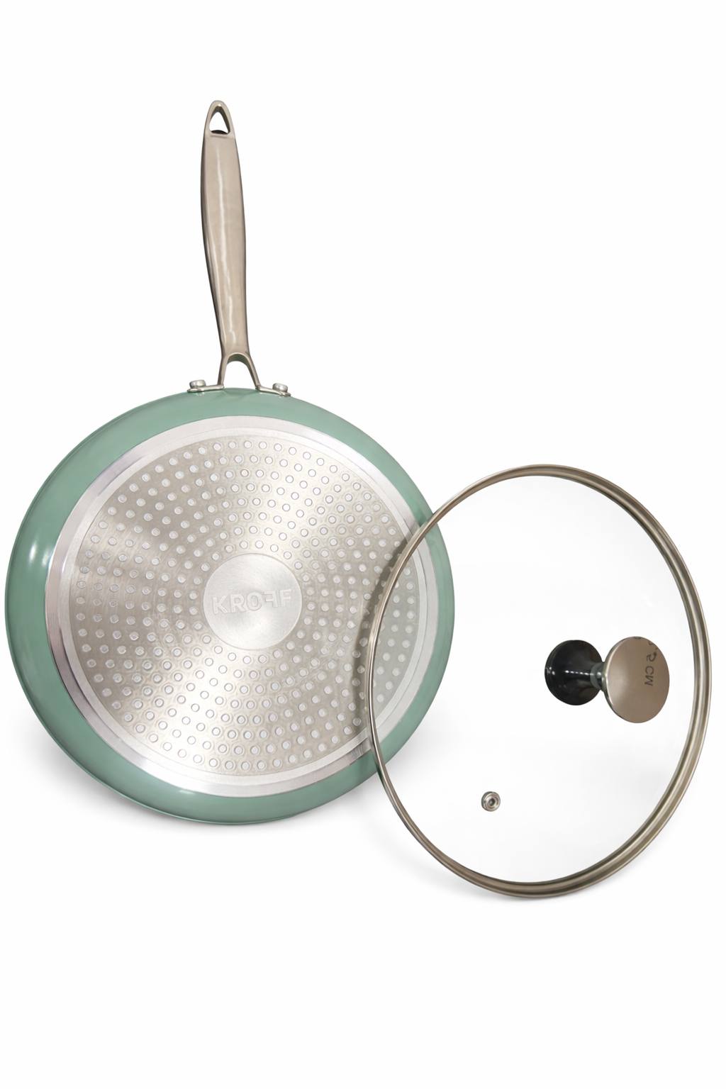 [EME25-0224L] DEEP FRY PAN 24 - مقلاة سيراميك كروف عميقة مع غطاء لون اخضر قياس 24 سم